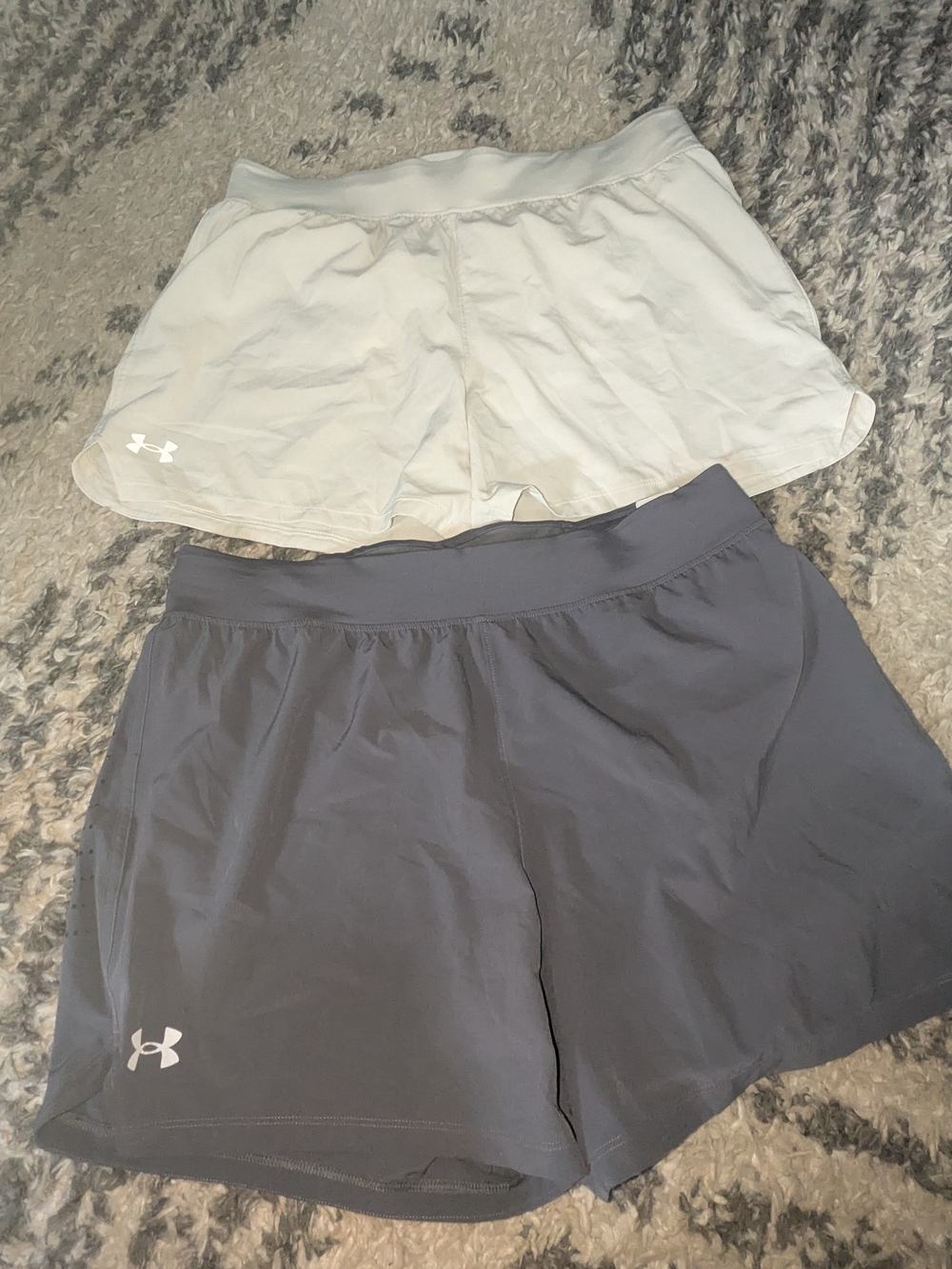 Under Armour Women’s Athletic Shorts — White & Charcoal Gray
